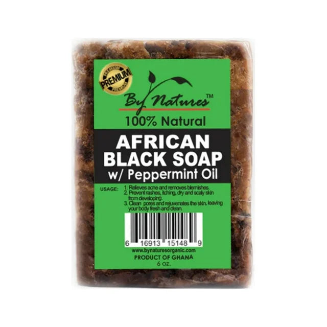 By Natures African Black Soap W/Peppermint Oil 6.5 oz