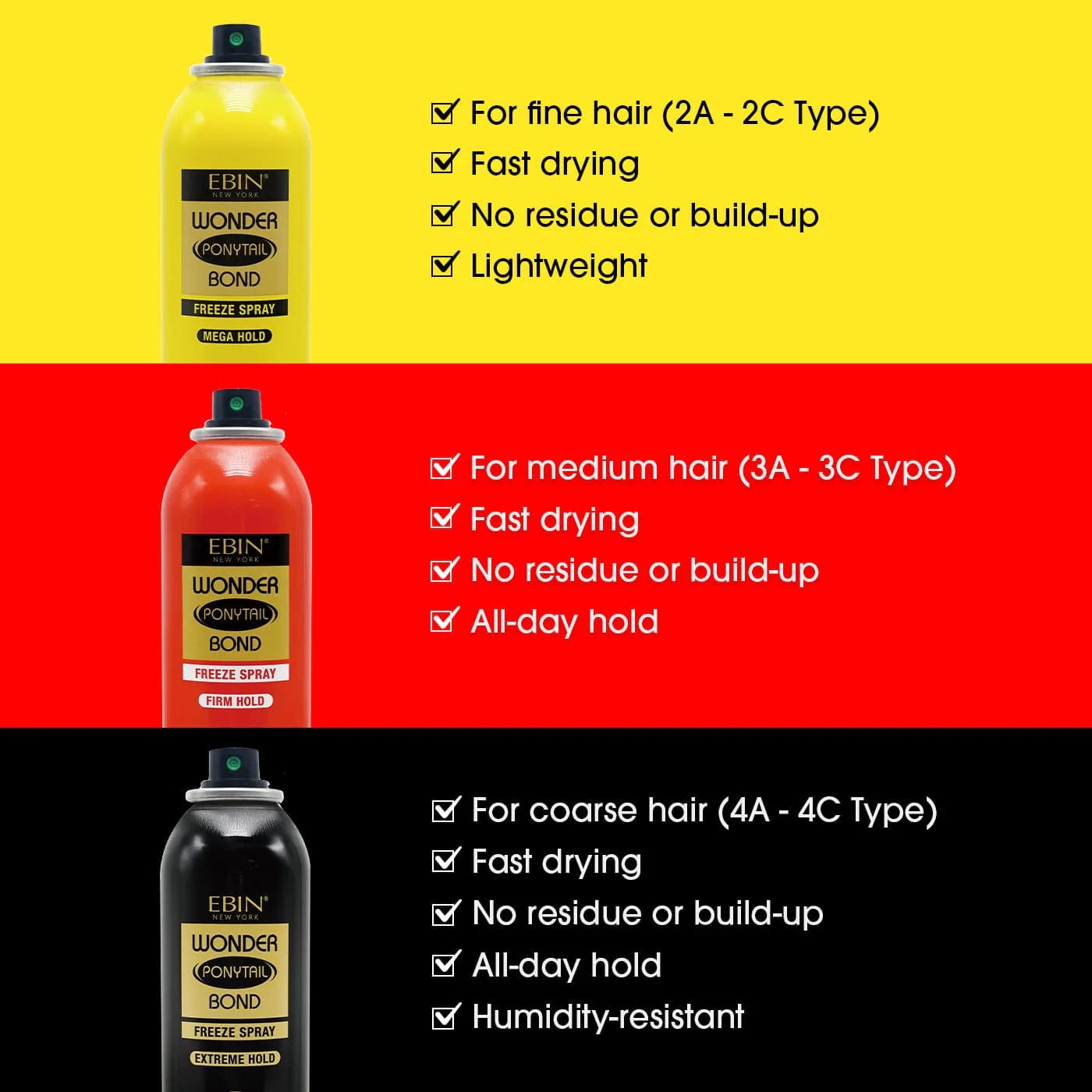 Wonder Ponytail Bond Spray Firm Hold Medium Hair