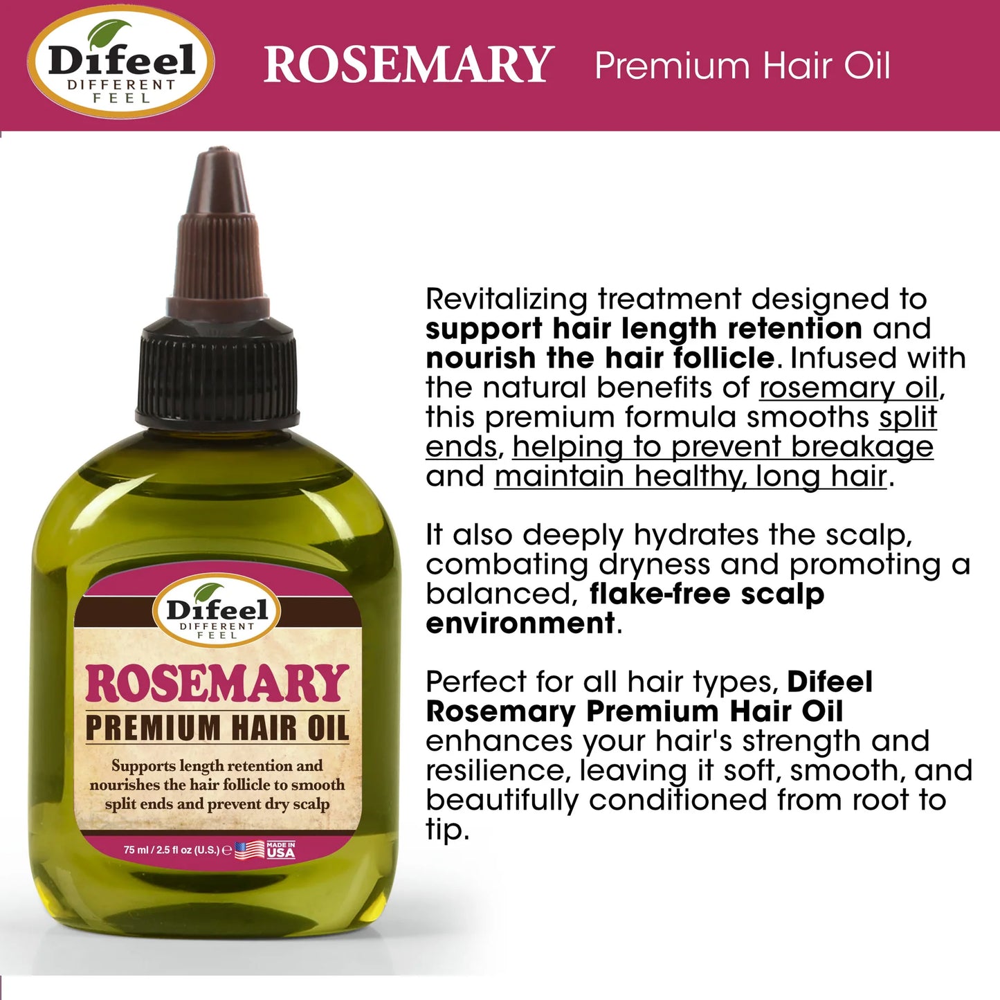 Difeel Rosemary Premium Oil 2.5 oz