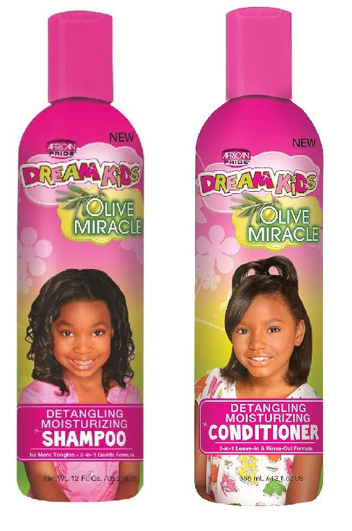 African Pride Dream Kids Olive Miracle Detangling Shampoo and Condtioner