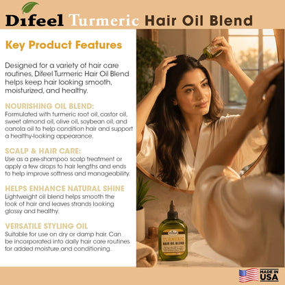 Difeel Turmeric Premium Hair Oil 7.1 oz