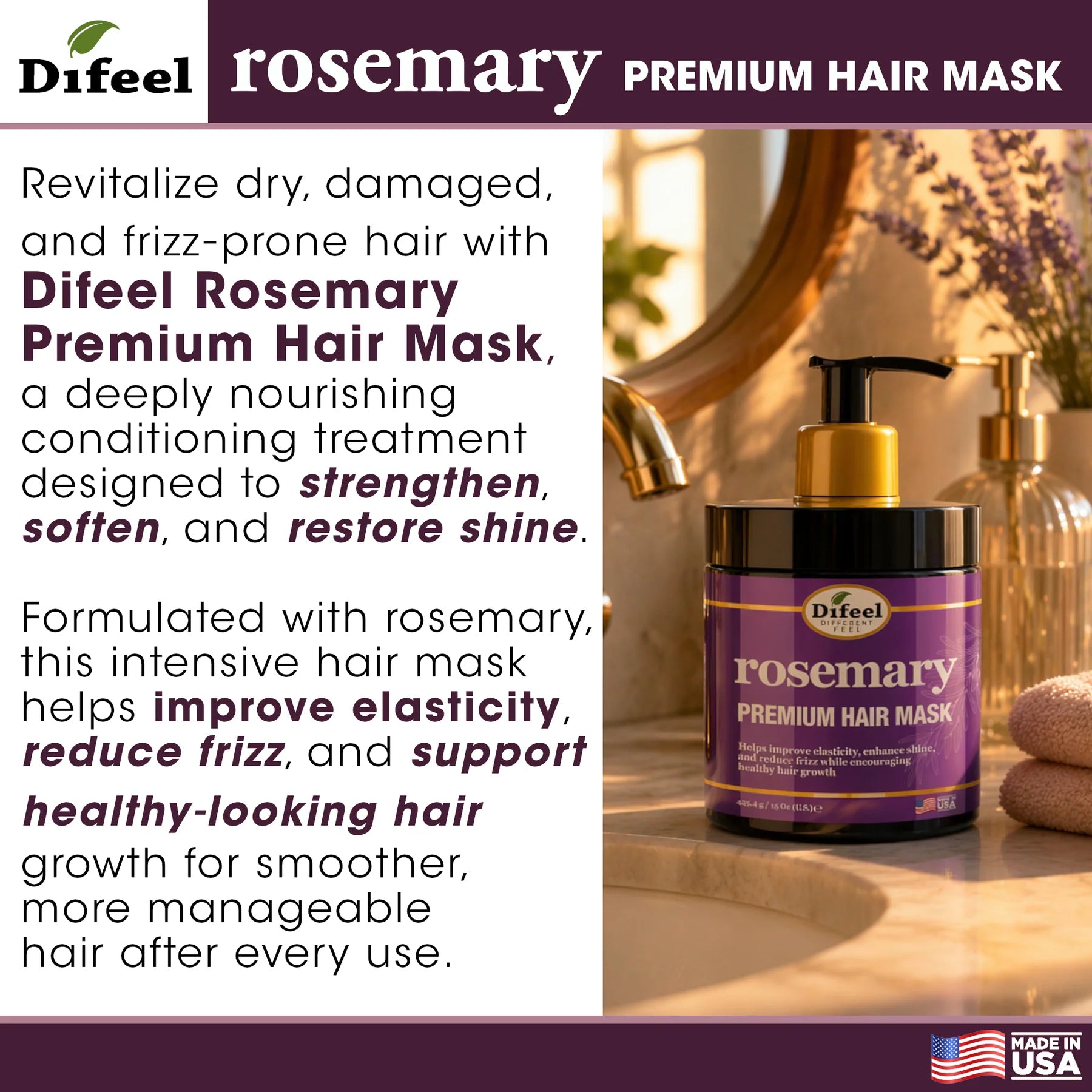 Difeel Rosemary Premium Hair Mask 15 oz
