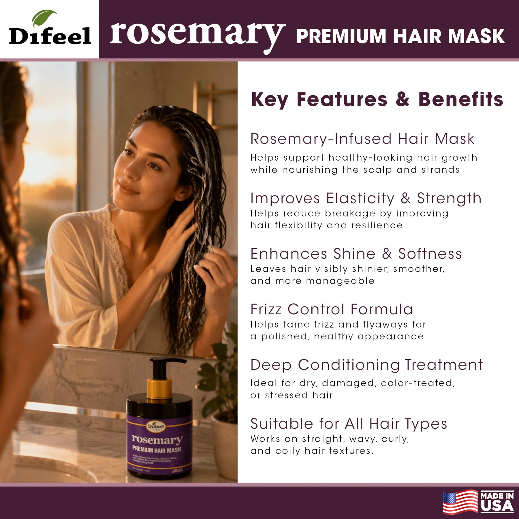 Difeel Rosemary Premium Hair Mask 15 oz