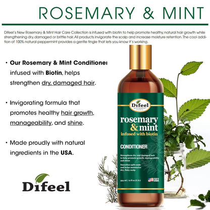 Difeel Rosemary & Mint Conditioner Infused with Biotin 12 oz
