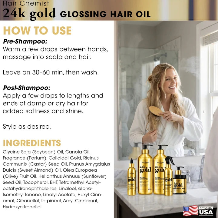 Hair Chemist 24K Gold Glossing Hair Oil 8 oz