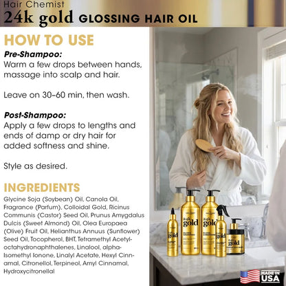 Hair Chemist 24K Gold Glossing Hair Oil 8 oz