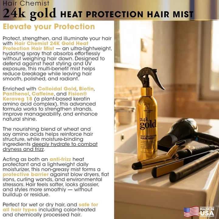 Hair Chemist 24K Gold Heat Protection Hair Mist 8 oz