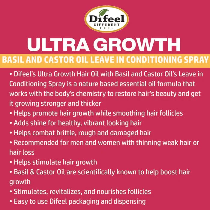 DIFEEL Ultra Growth Basil & Castor Oil Leave in Conditioner Spray 6oz