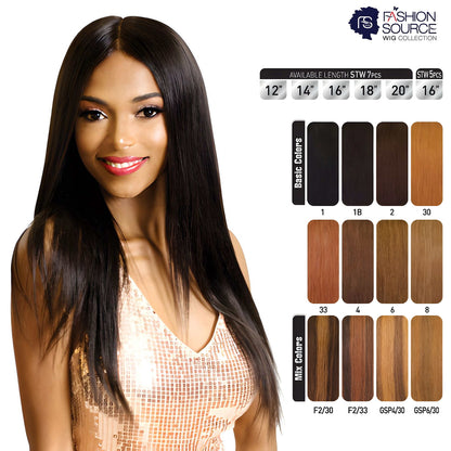 Fashion Source 7 Piece 14" Clip-On Human Hair Extensions STW