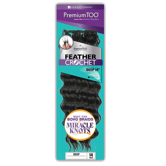 Sensationnel Premium Too Feather Crochet Deep Wave 14 inch Human Hair Blend Braiding Hair