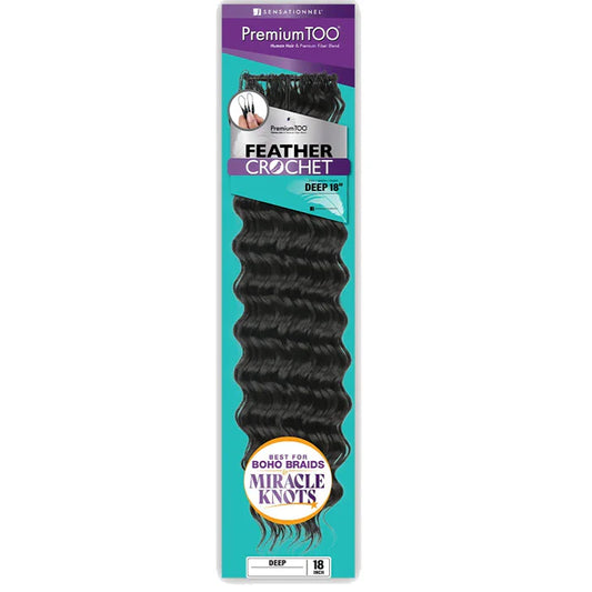 Sensationnel Premium Too Feather Crochet Deep Wave 18 inch Human Hair Blend Braiding Hair