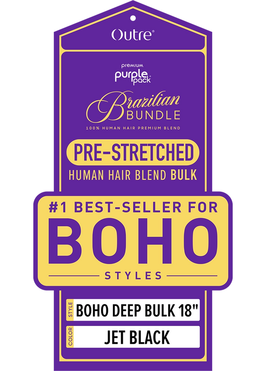 Outre Purple Pack Brazilian Bundle, Pre-Stretched Boho Deep Bulk Braiding Hair, Human Hair Blend, 18 Inch