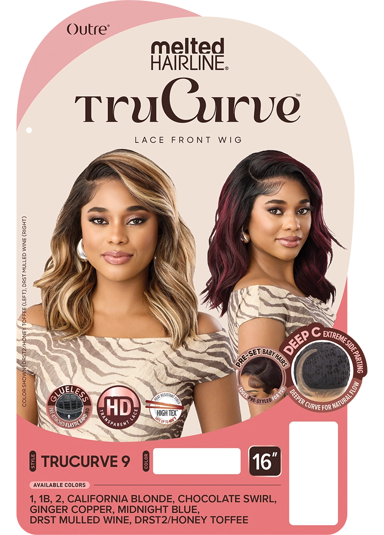 Outre Melted Hairline TruCurve 9 Glueless HD Lace Front Synthetic Wig - 16 inch Side Part Wavy Hair