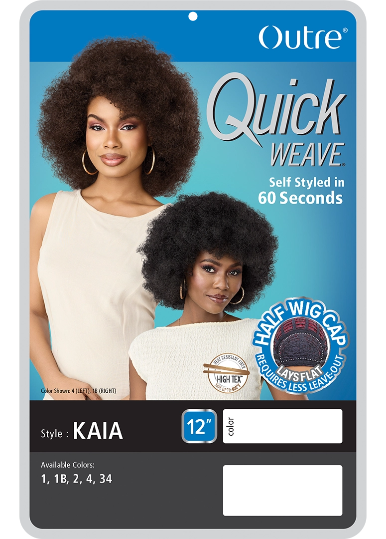 Outre Quick Weave Kaia Synthetic Half Wig - 12 inch Short Afro Kinky Curly Hair