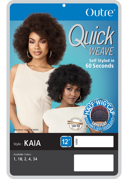Outre Quick Weave Kaia Synthetic Half Wig - 12 inch Short Afro Kinky Curly Hair