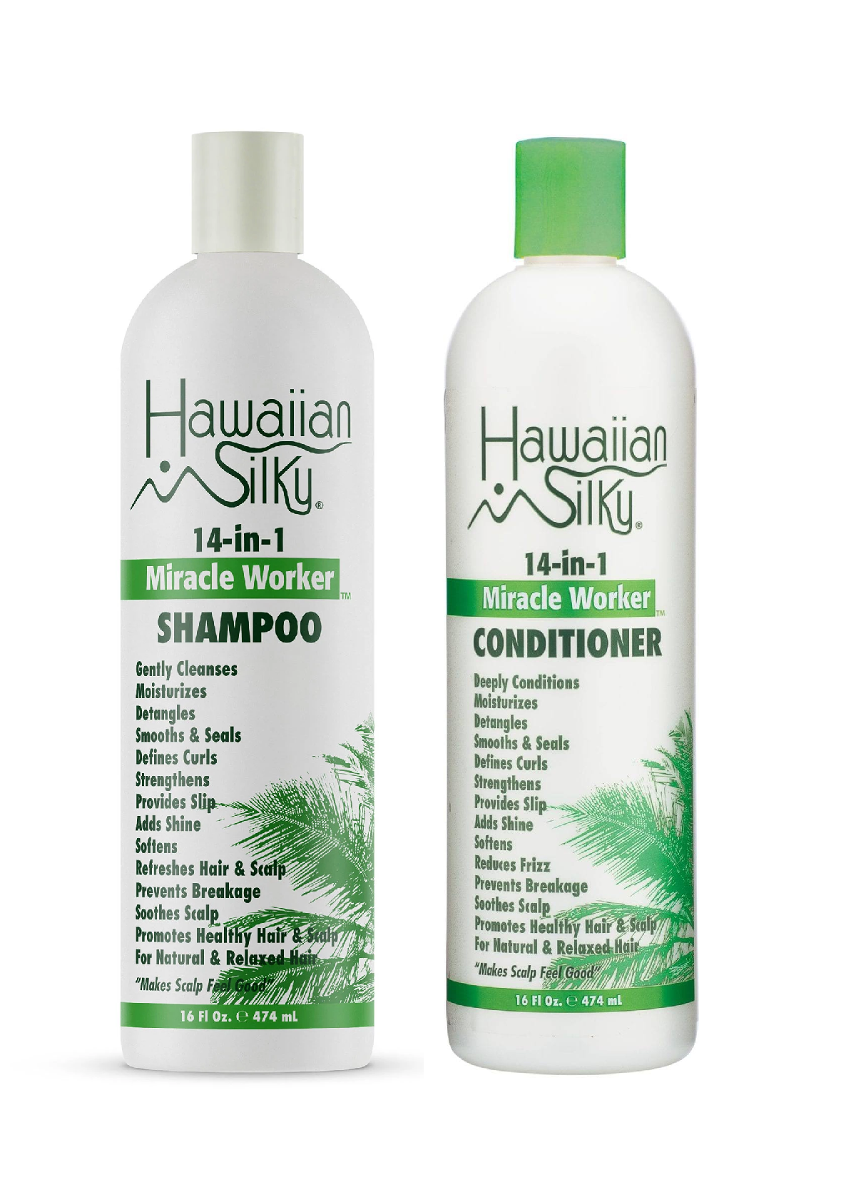 HAWAIIAN SILKY MIRACLE WORKER SHAMPOO and CONDITIONER 16OZ BUNDLE