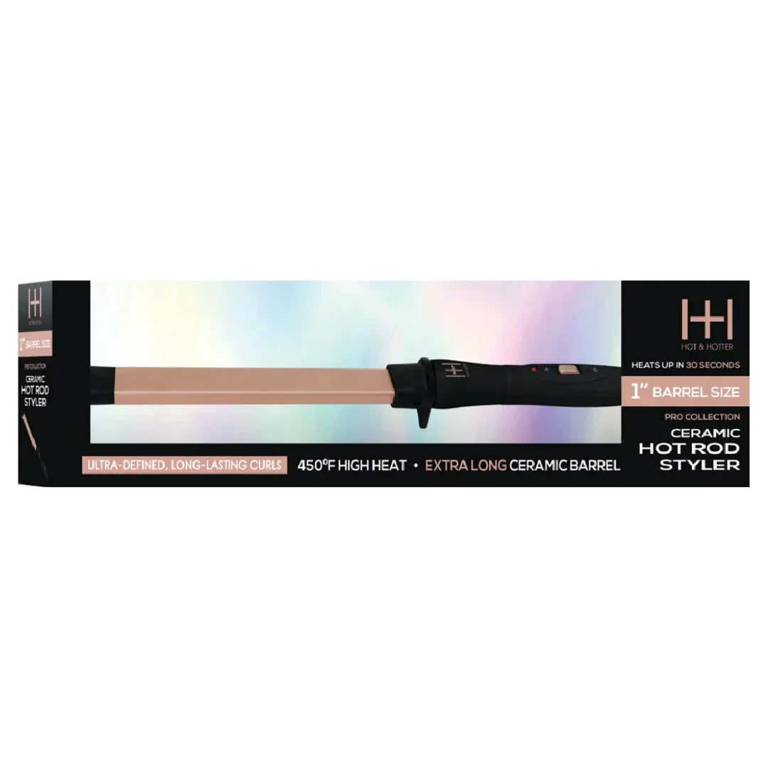 Hot & Hotter Ceramic Hot Rod Styler Wand 1" Rose Gold