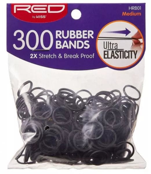 RED BY KISS RUBBER BANDS 300 PCS - HBR01