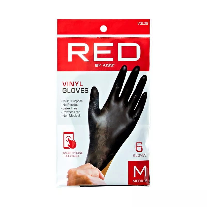 Red by Kiss: 6pcs Black Vinyl Gloves - Medium #VGL02