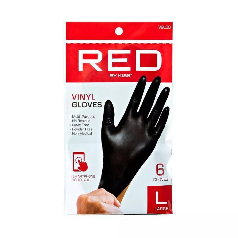 Red by Kiss: 6pcs Black Vinyl Gloves - Large #VGL03