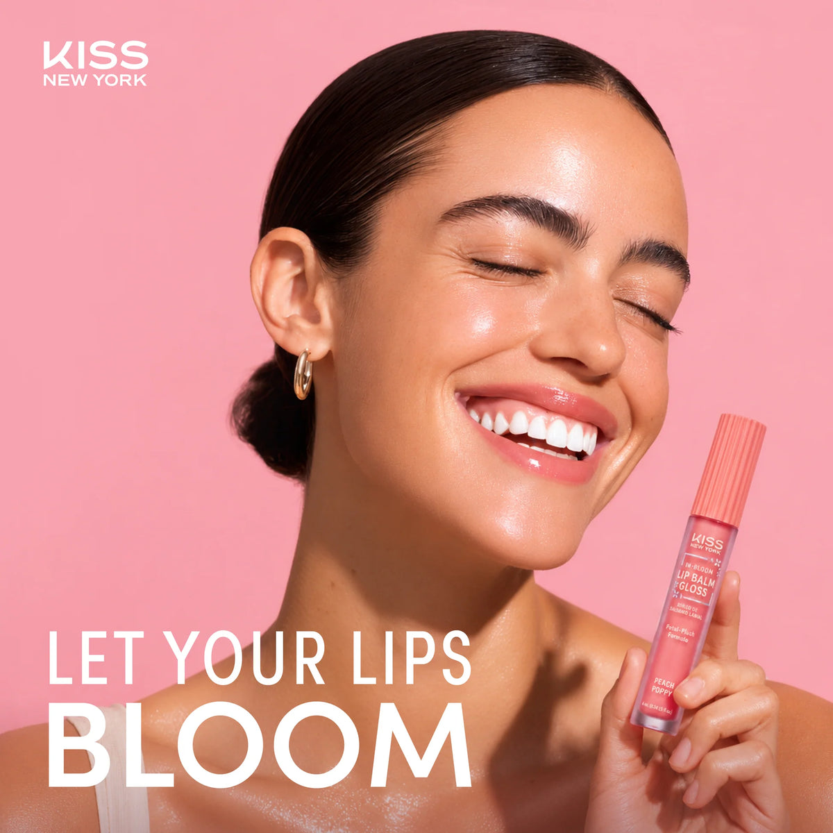 Kiss New York In-Bloom Lip Balm Gloss Flower-Inspired Hybrid Formula