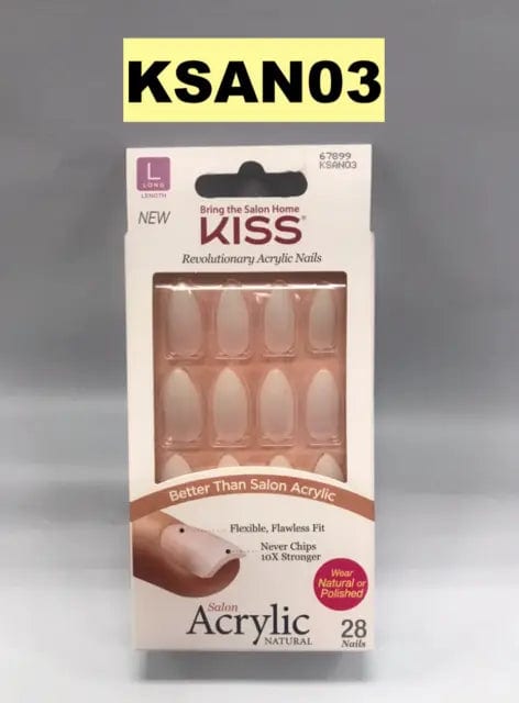 Kiss Salon Acrylic Natural Stiletto Nails Long 28 CT - KSAN03