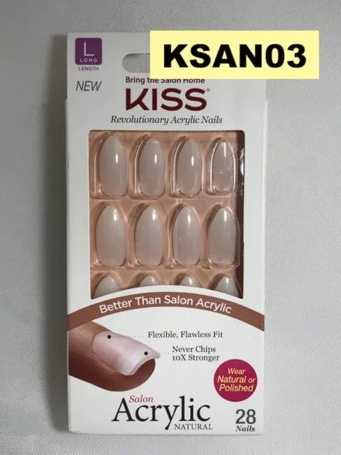 Kiss Salon Acrylic Natural Stiletto Nails Long 28 CT - KSAN03