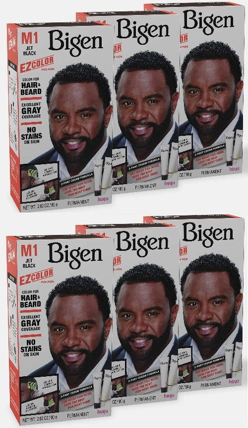 6 Pack Bigen EZ Hair Color For Men M1 Jet Black