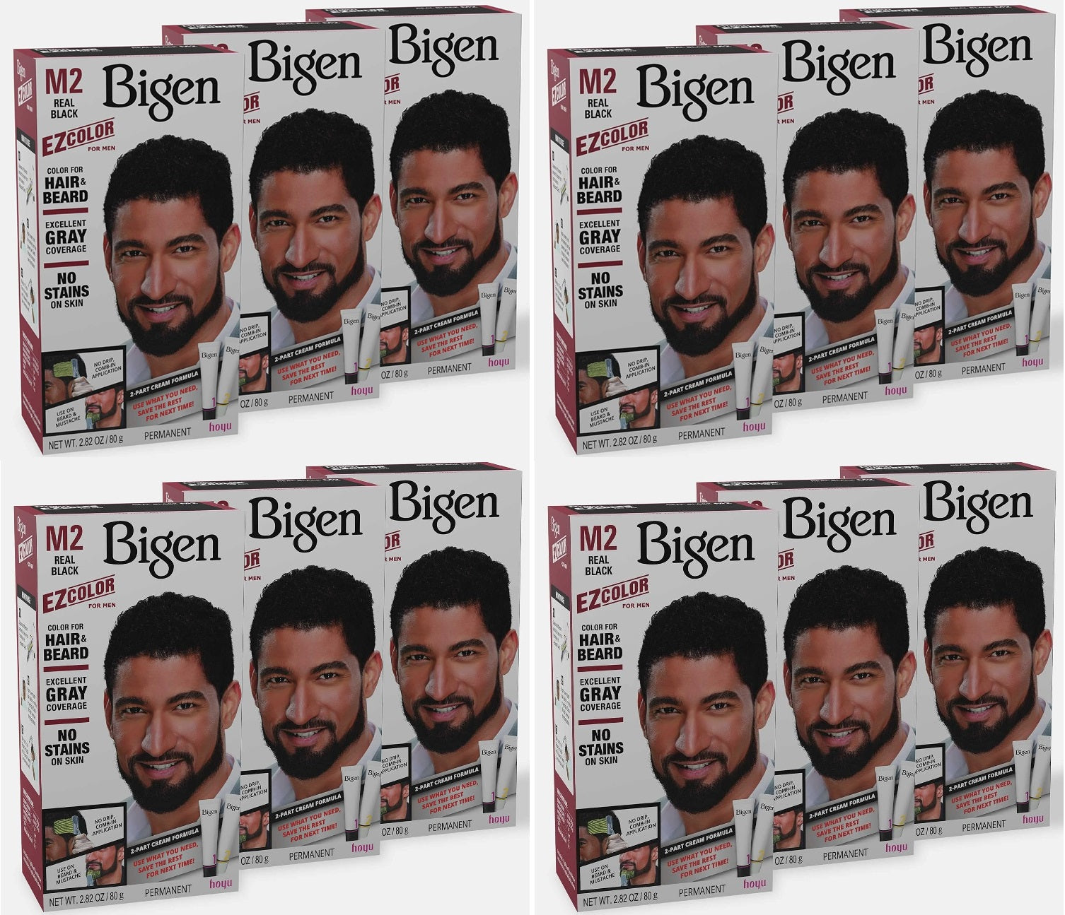 12 Pack Bigen EZ Hair Color (M2) Real Black