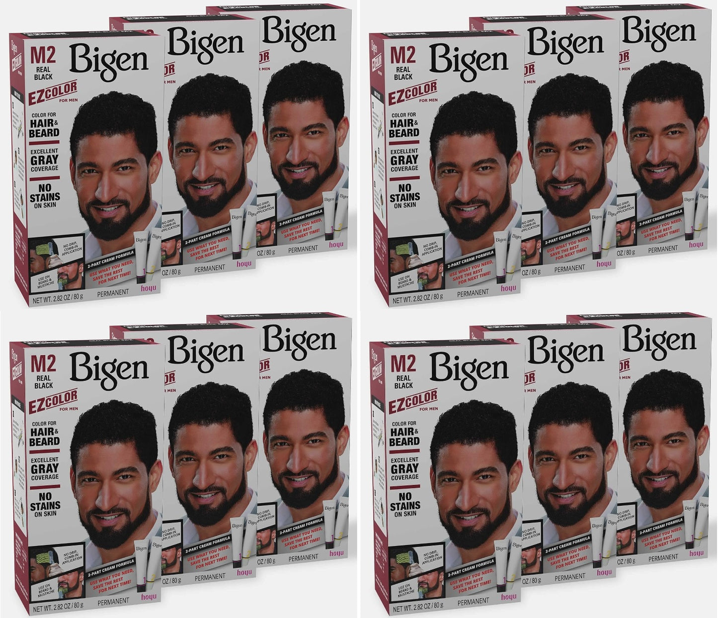 12 PACK BIGEN EZ HAIR COLOR (M2) REAL BLACK