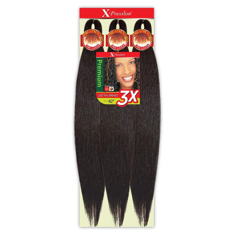 5 PACK X-PRESSION 42" 1B PRE-STRETCHED BRAIDS 3X 42"