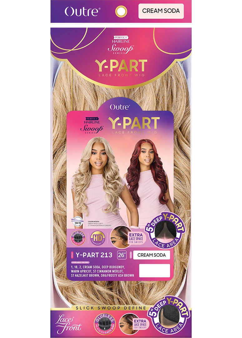 Outre Perfect Hairline Swoop Series Y-Part 213 Glueless HD Lace Front Synthetic Wig - 26 inch Long Wavy Hai