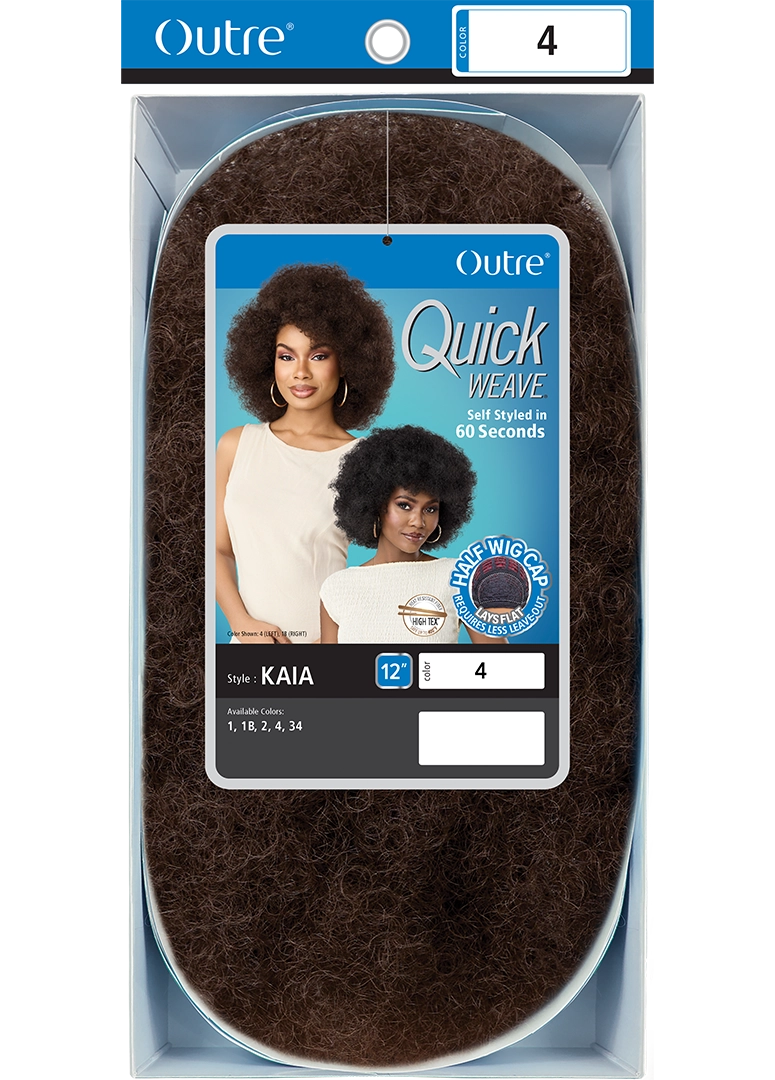 Outre Quick Weave Kaia Synthetic Half Wig - 12 inch Short Afro Kinky Curly Hair