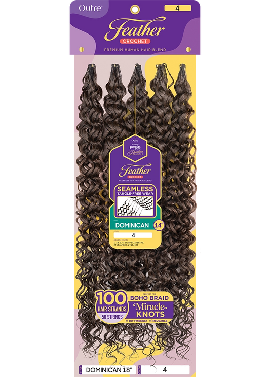 Outre Purple Pack Brazilian Bundle Feather Crochet Dominican 14" Human Hair Blend Weave