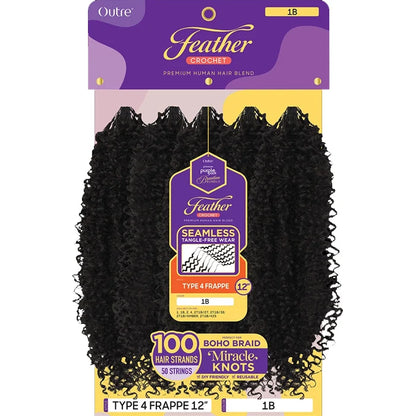 Outre Purple Pack Brazilian Bundle Feather Crochet Type 4 Frappe 12" Human Hair Blend Weave