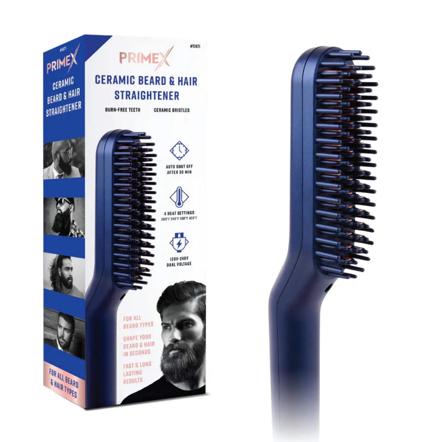 Primex #05971 Ceramic Beard & Hair Straightener Blue