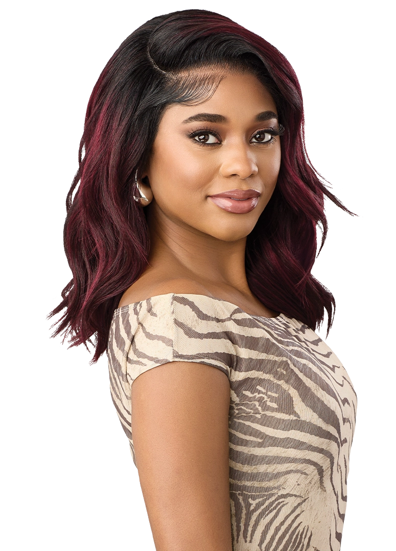 Outre Melted Hairline TruCurve 9 Glueless HD Lace Front Synthetic Wig - 16 inch Side Part Wavy Hair