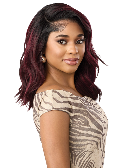 Outre Melted Hairline TruCurve 9 Glueless HD Lace Front Synthetic Wig - 16 inch Side Part Wavy Hair