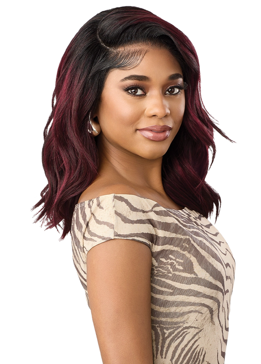 Outre Melted Hairline TruCurve 9 Glueless HD Lace Front Synthetic Wig - 16 inch Side Part Wavy Hair