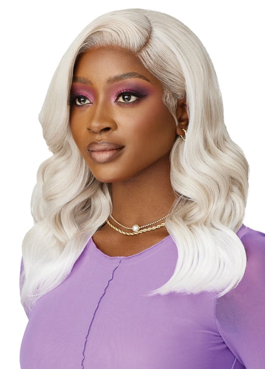 Outre Perfect Hairline Swoop 4 Glueless 13x4 HD Lace Front Synthetic Wig - 18 inch Mid Length Wavy Hair