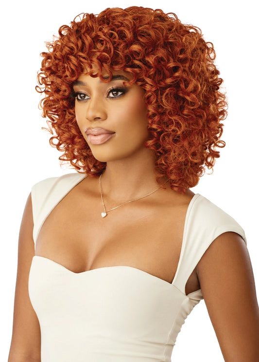 Outre Wigpop Kizzi Glueless Synthetic Full Wig - 12 inch Short Curly Bob Cut with Bangs