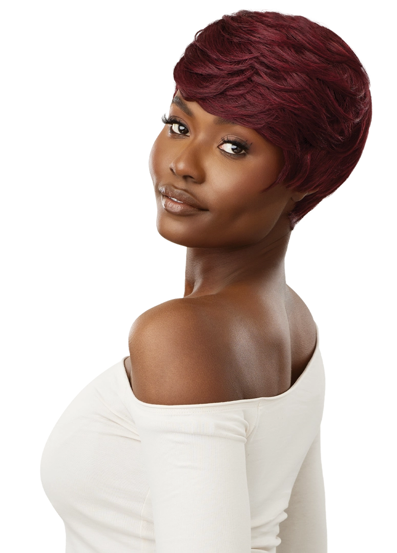 Outre Wigpop Hadia Glueless Synthetic Full Wig - 8.5 inch Short Straight Layered Pixie Cut with Bangs