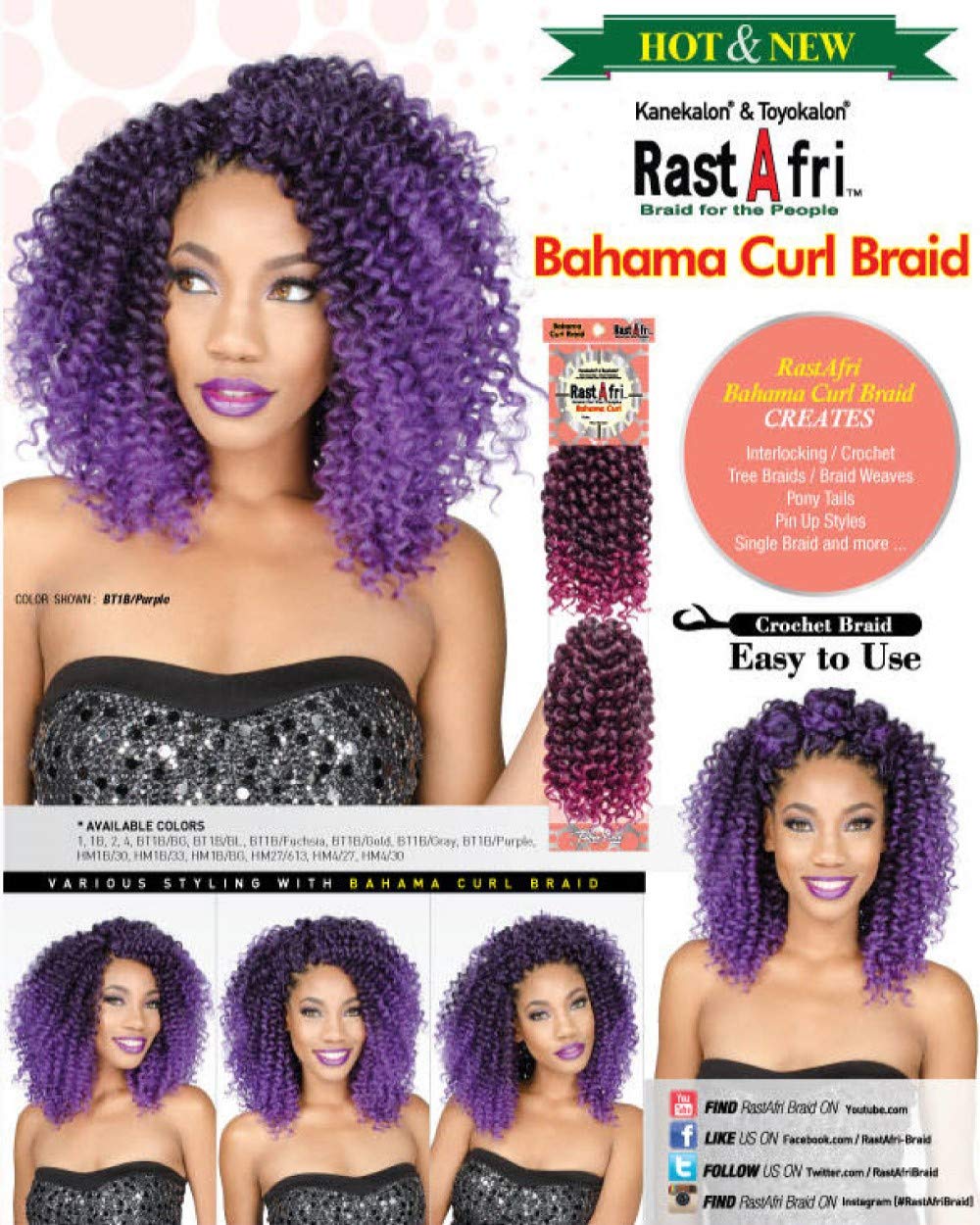 RastAfri Bahama Curl Crochet Hair