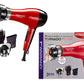 Red by Kiss Hair Dryer Tornado Pro 2000 Blow Dryer with 3 Detangler Piks