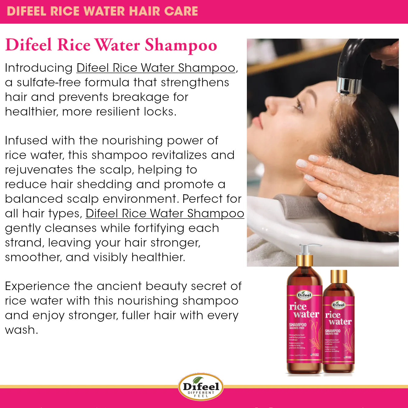 Difeel Rice Water Shampoo 12 oz