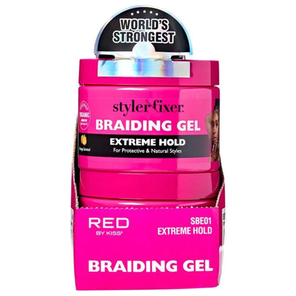 Red Styler Fixer Braiding Gel Extreme Hold 1 oz