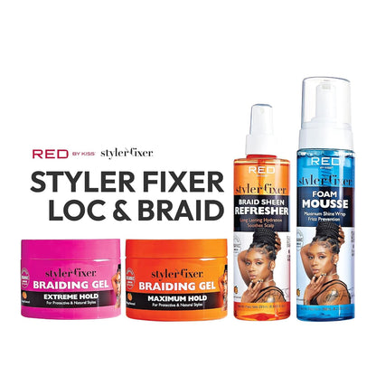 Red Styler Fixer Braiding Gel Extreme Hold 1 oz
