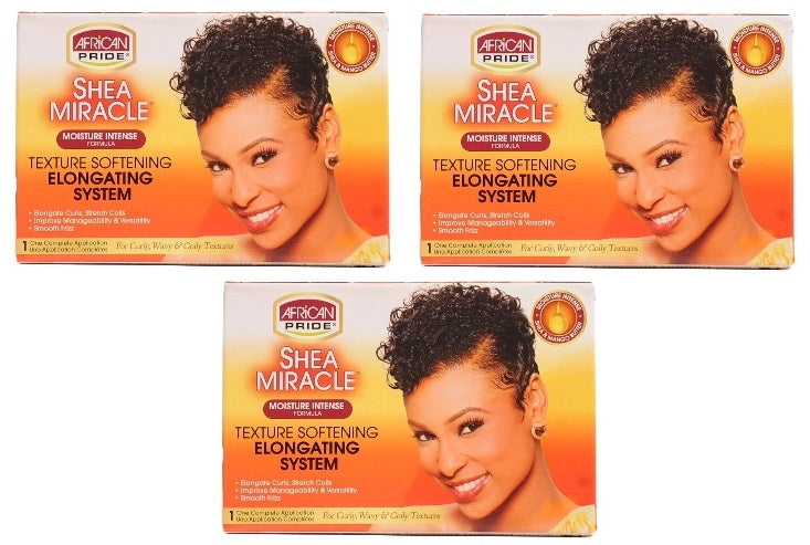 3 Pack African Pride Shea Miracle Texture Softening System Kit