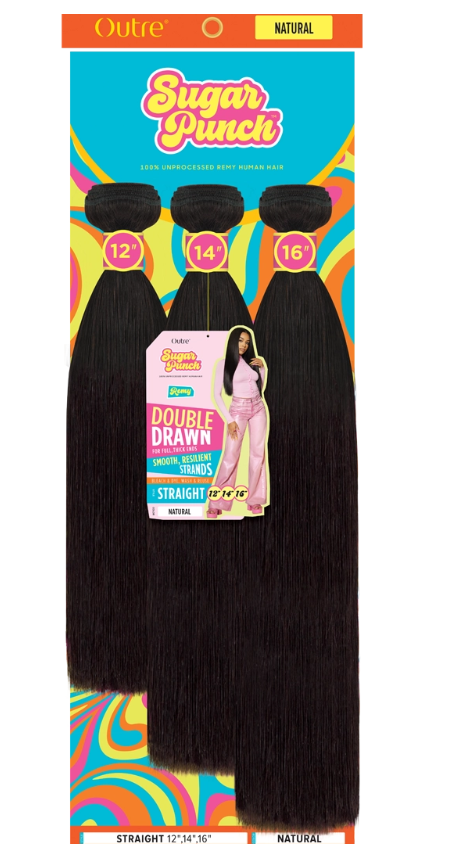 Sugar Punch Straight 12" 14" 16" Pack Double Drawn Remy Hair Extensions