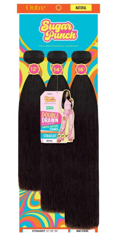 Sugar Punch Straight 20" 22" 24" Pack Double Drawn Remy Hair Extensions